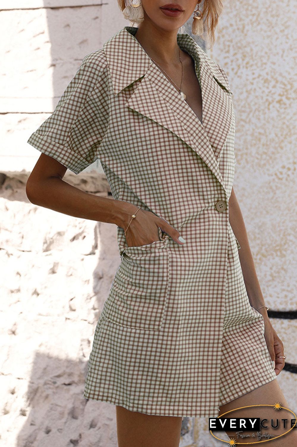 Fashion Street Plaid Split Joint Turndown Collar A Line Dresses
