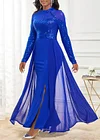 Shinning Sapphire Blue Side Slit Maxi Dress