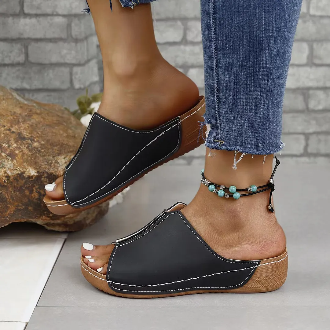 Breakj Breakj New Women's Summer Slope And Thick-Bottom Slippers Large-Size Casual Fashion Simple Thick Bottom Increase
