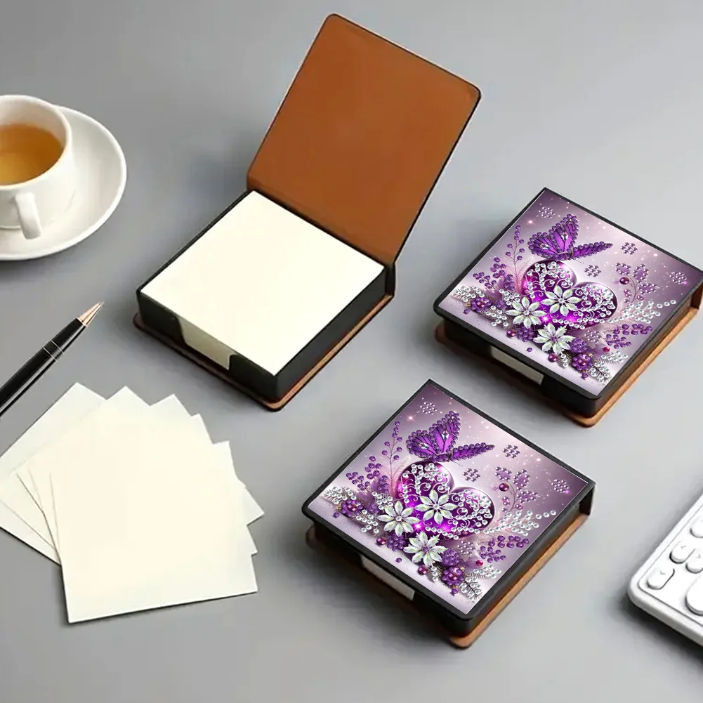 PU 5D Diamond Painting Kit Note Box DIY Diamond Art Notepad Box (Butterfly)