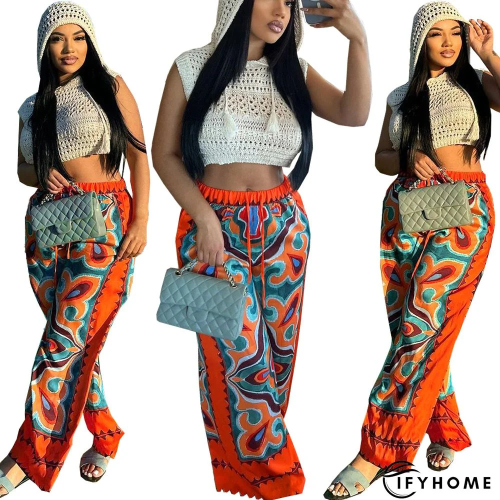 Fashion Printed Loose Ladies Casual Trousers | IFYHOME