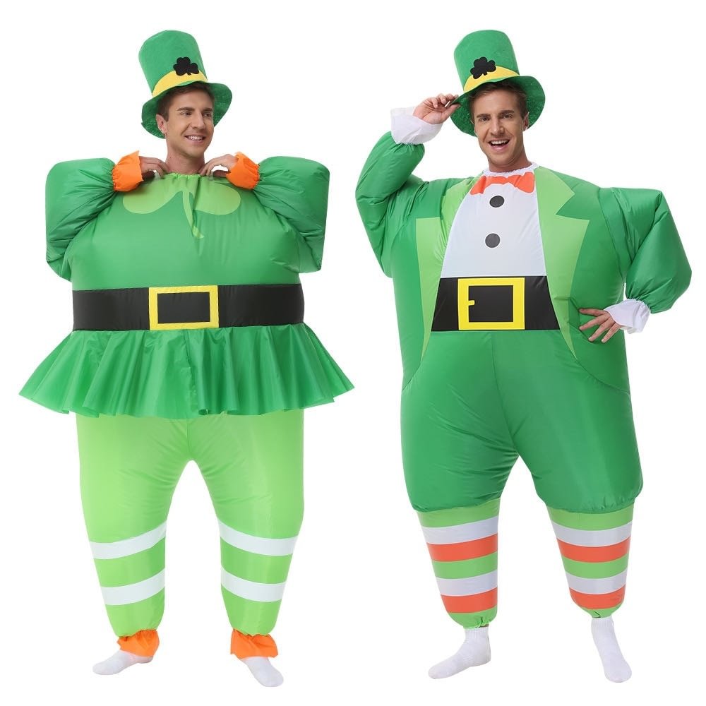 St. Patrick Day Inflatable Costumes For Adult Funny Lucky Clover Jumpsuit-elleschic
