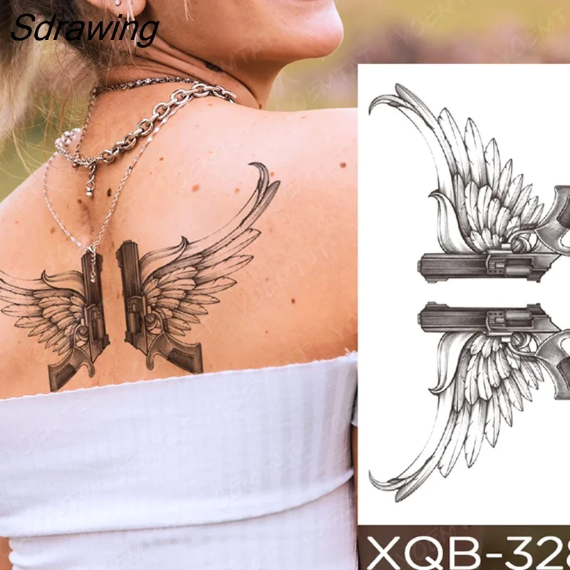 Sdrawing Temporary Tattoo Sticker Rose Snake Flower Tattoos Lace Tiger Dragon Body Art Arm Fake Sleeve Tatoo Women