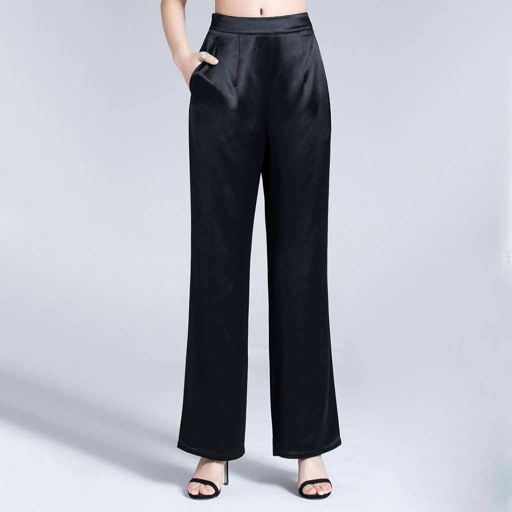 Work Silk Wide Leg Pants with Stretch for Women REAL SILK LIFE