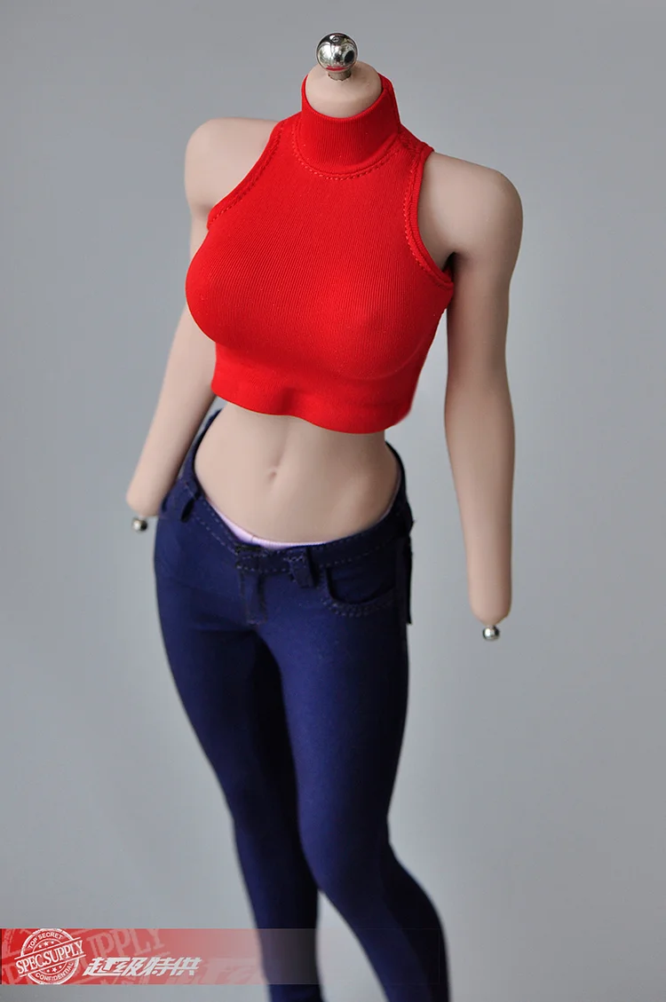 1/6 Female figure tight-fitting shoulder-cut T-shirt bottoming vest clothing model for 12 inch action figure accessories-aliexpress
