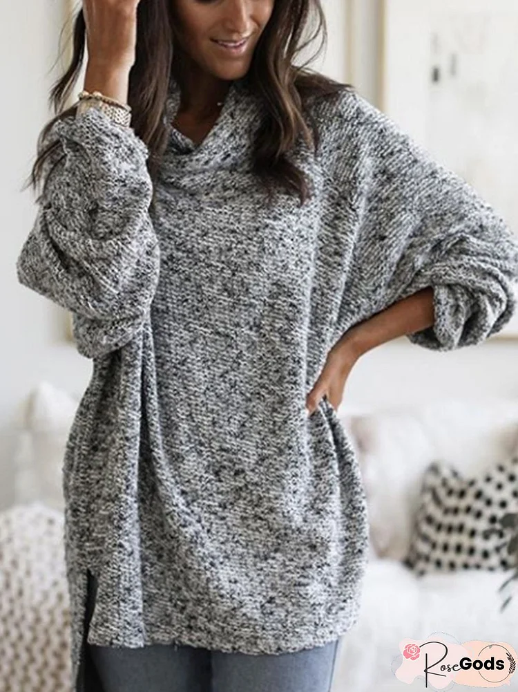 Plain Long Sleeve Casual Sweater