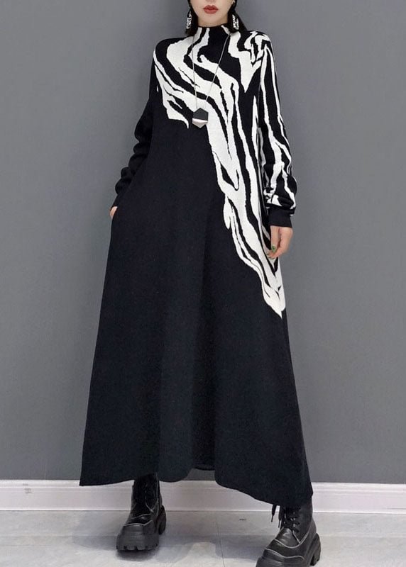 Classy White Print Knit Sweater dresses