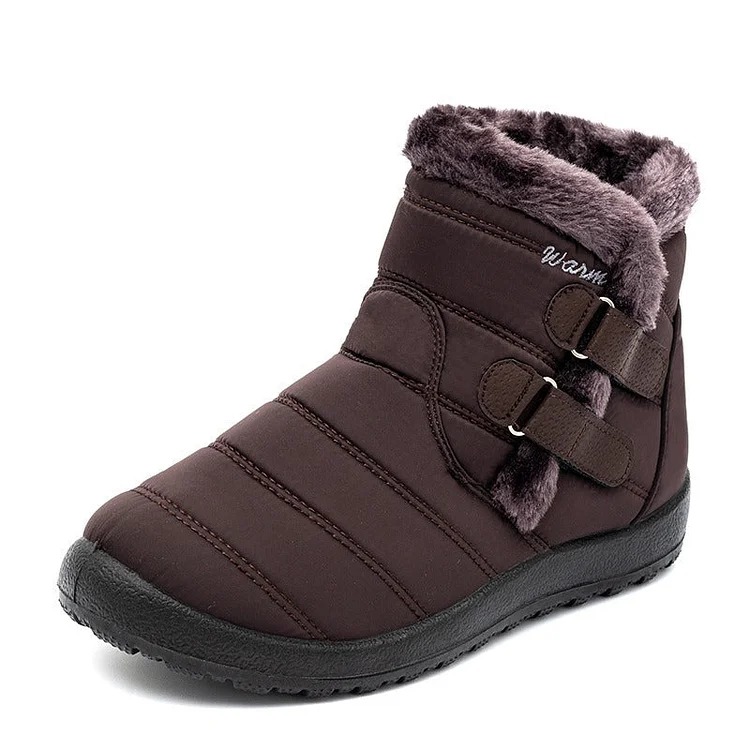 Women Waterproof Warm Plush Fleece Lining Slip On Snow Boots Radinnoo.com
