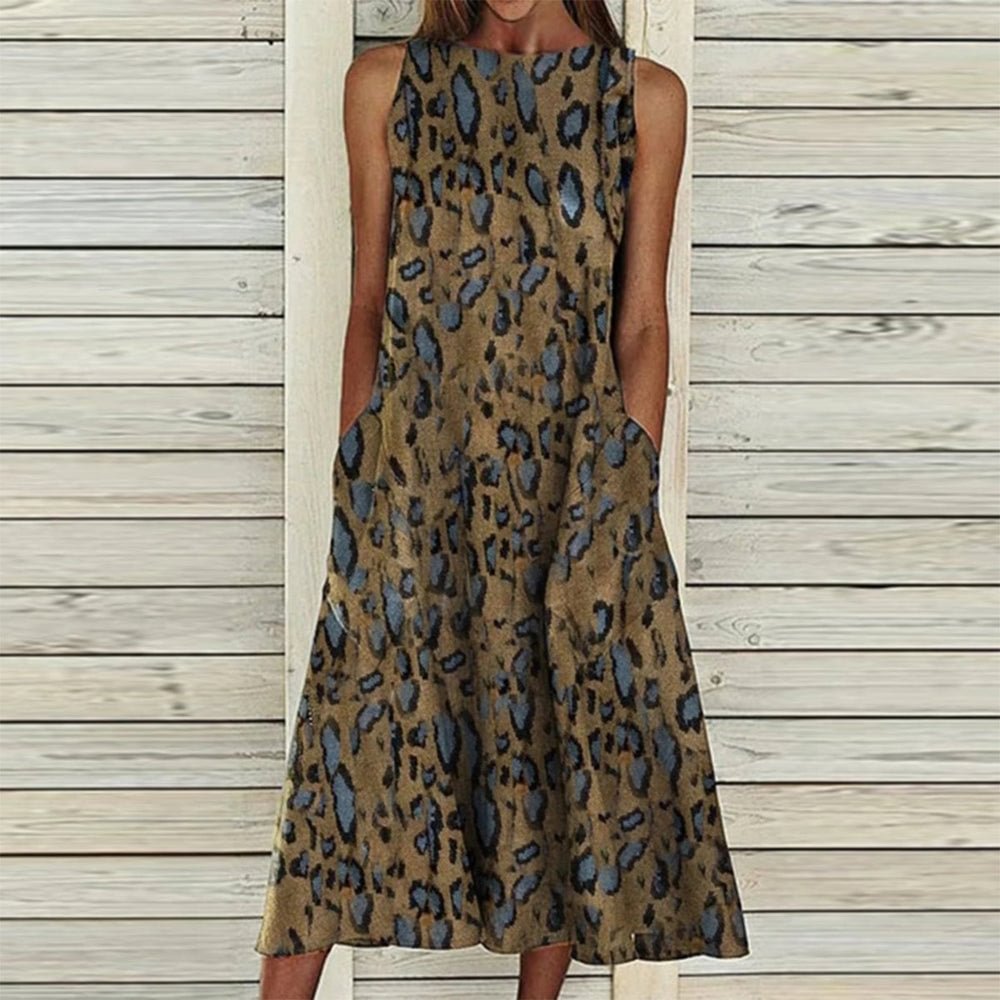 Wild Leopard Sleeveless Midi Dress