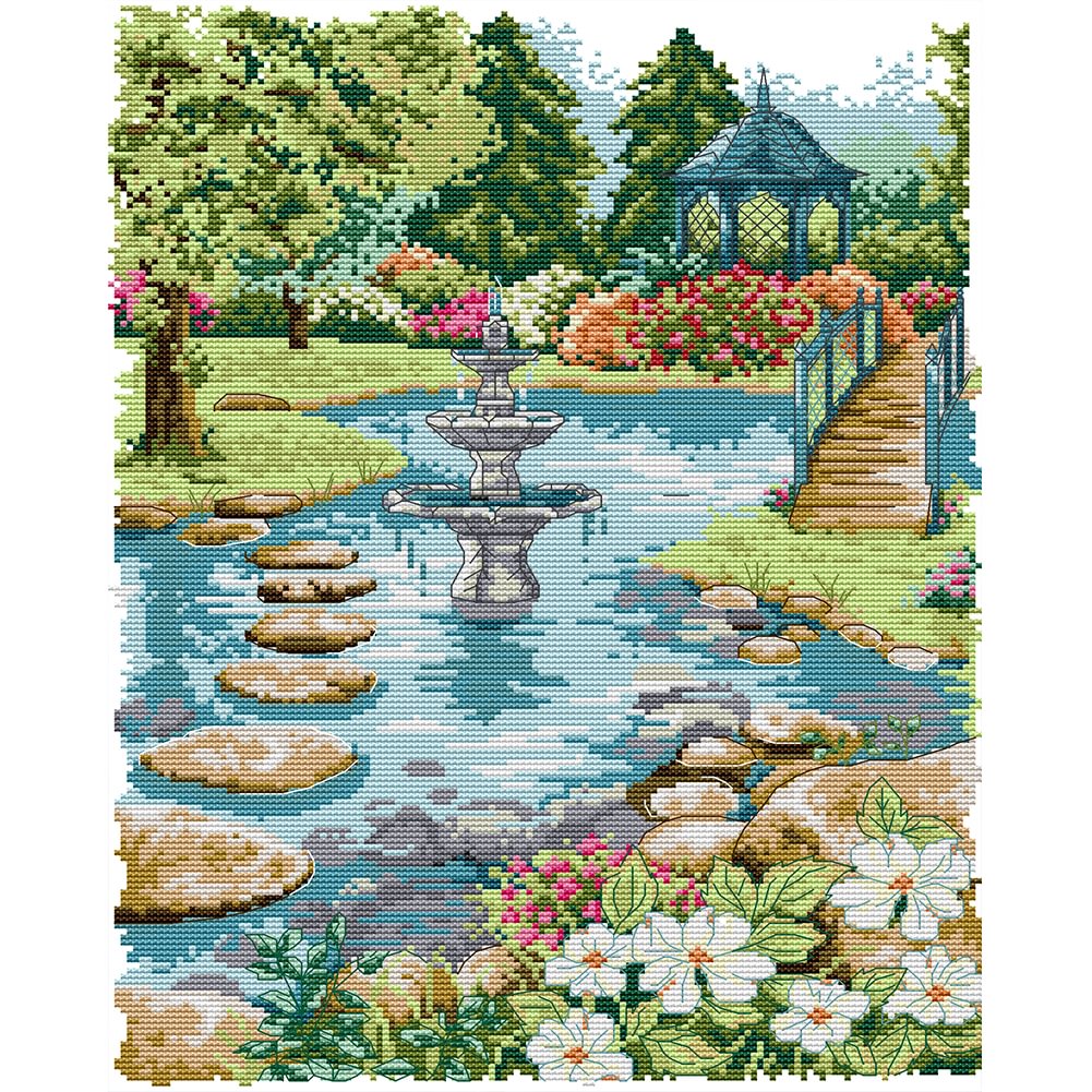 Waterfront Garden - 14CT Joy Sunday Stamped Cross Stitch(33*43cm)