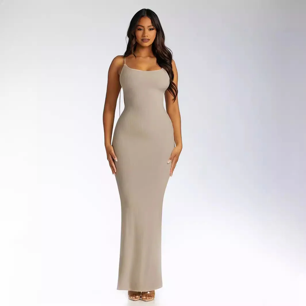 Uveng Uveng Women's 2023 New Pit Sling Big Back Strap Long Slim Temperament Dress