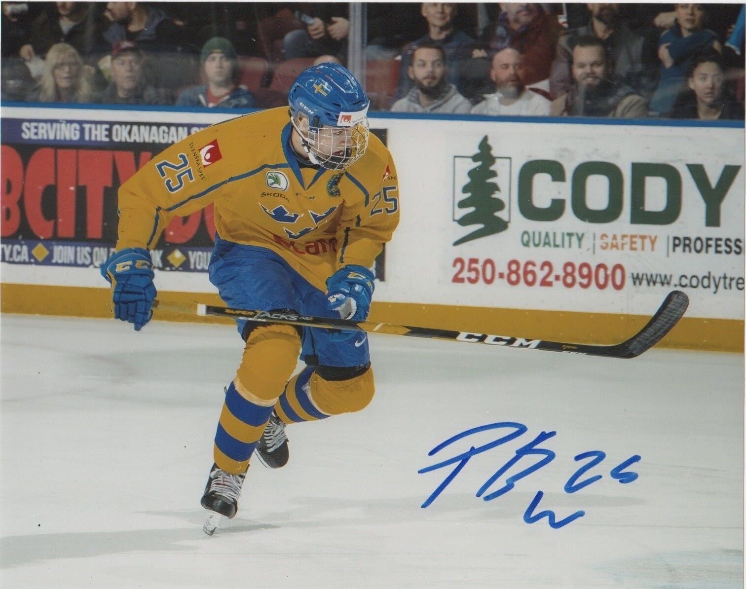 Team Sweden Philip Broberg Signed Autographed 8x10 NHL Photo Poster painting COA #1