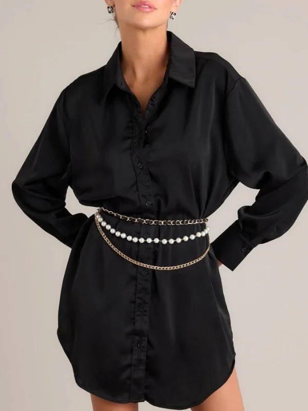 Remember That Time Black Long Sleeve Shirt Dress