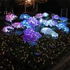 Solar LED Hydrangea Flower Light 10H Lighting Time Ground Plug Flower Light for Garden Pathway Patio Backyard Landscape Decor