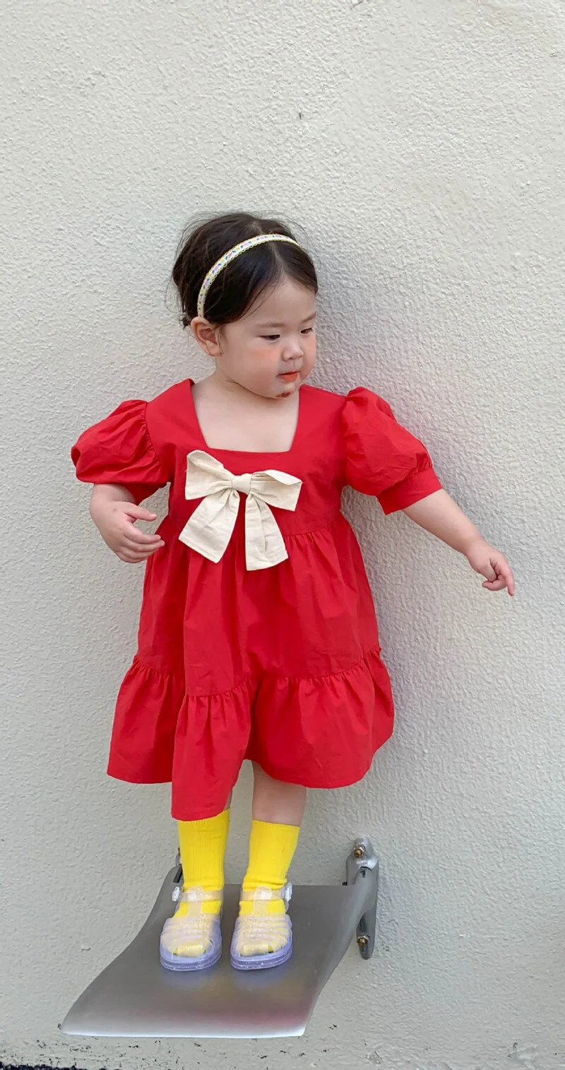 Green Floral Baby Spring Summer Girls Dress Kids Teenagers Children Clothes Outwear Special Occasion Short Sleeve High Quality