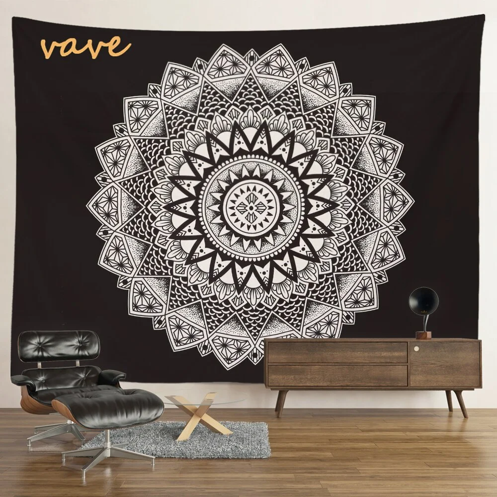 Nigikala Mandala Tapestry Sun And Moon White Black Cloth Fabric Large Tapestry Wall Hanging Boho Hippie Aesthetic Dorm Room Decor