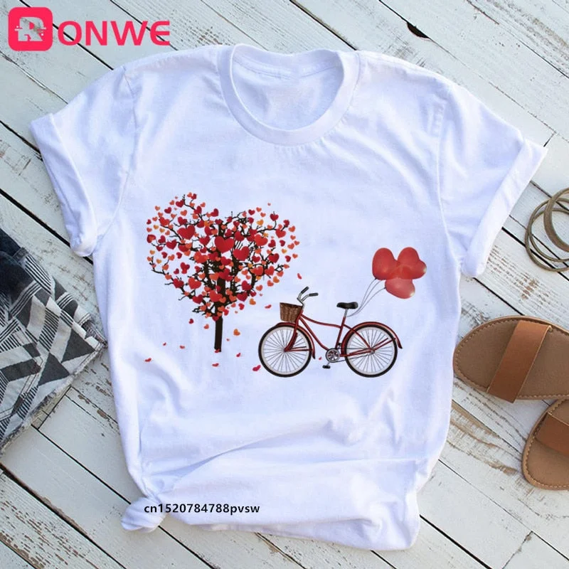 Women Bicycle Black T Shirt Girl Harajuku Korean Style Graphic Tops 2020 Kawaii Female T-shirt,Drop Ship