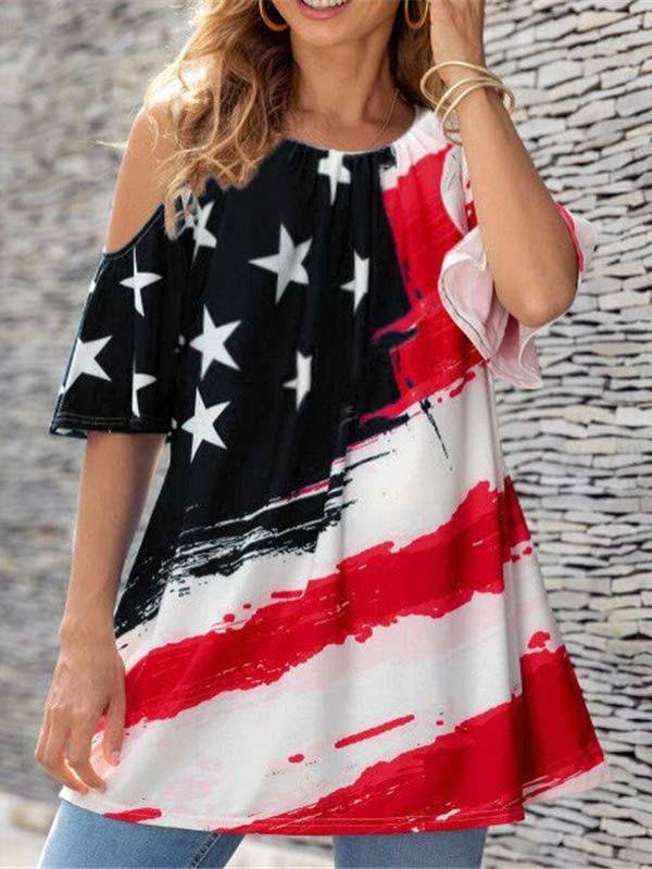 Women's Scoop Neck Short Sleeve Half Sleeve Printed Tops