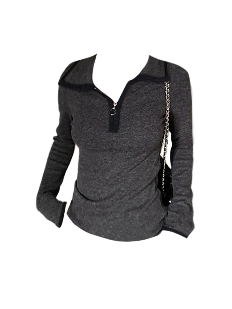 Women Fashion Loose Classical Jumper Vintage Polo Collar Long Sleeve Office Lady Pullovers Simple Y2K Streetwear Autumn Winter