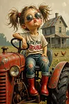 Luxury AB Velvet Diamond Painting Kit - Mischievous Little Girl