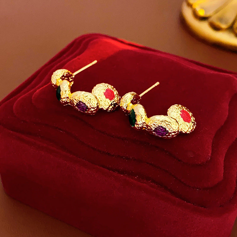 Medieval Circle Geometric Alloy Electroplating Earrings