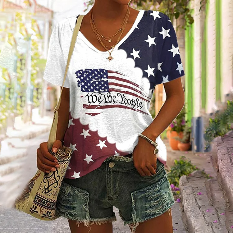 Women's Independence Day Printed Casual T-Shirt