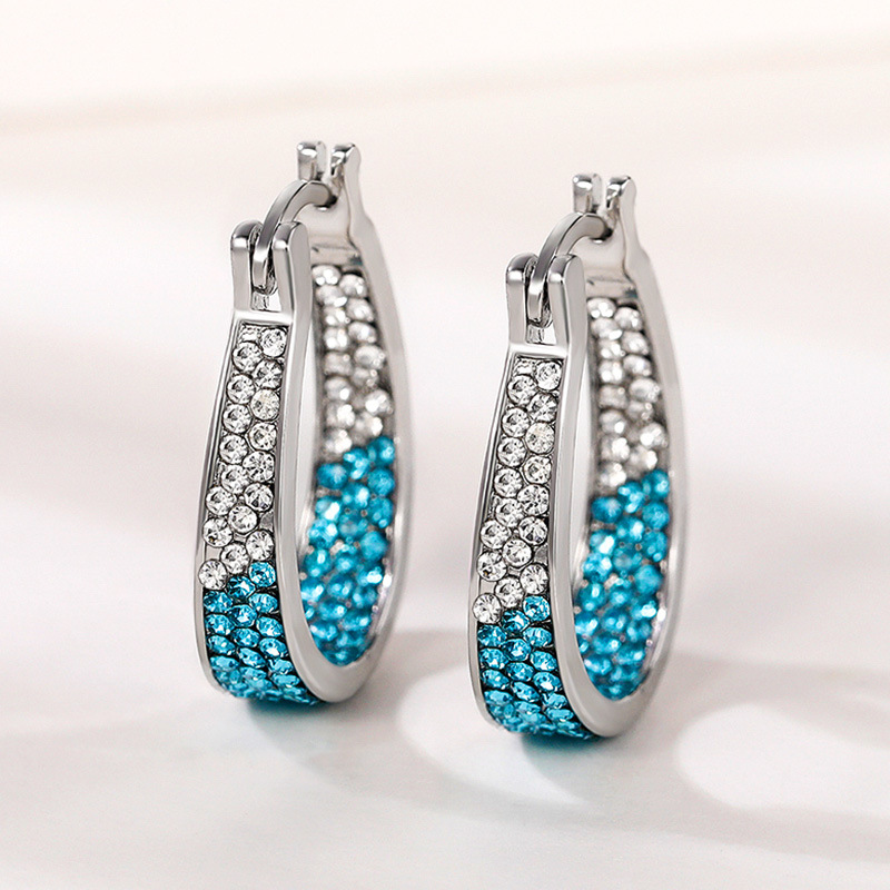 Fashion Multicolor Rhinestone U-Shaped Halloween Earrings 2024 - Flycurvy 