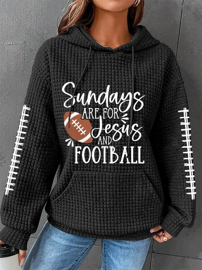 Women's Sundays Are For Jesus And Football Casual Waffle Hoodie socialshop