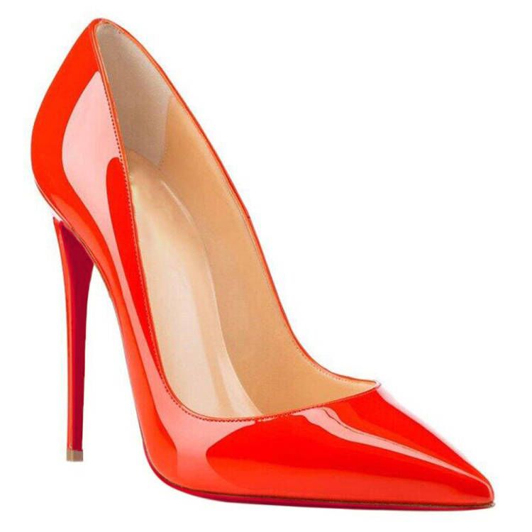 120mm Women's Party Wedding Heels Orange Patent Pumps-vocosishoes