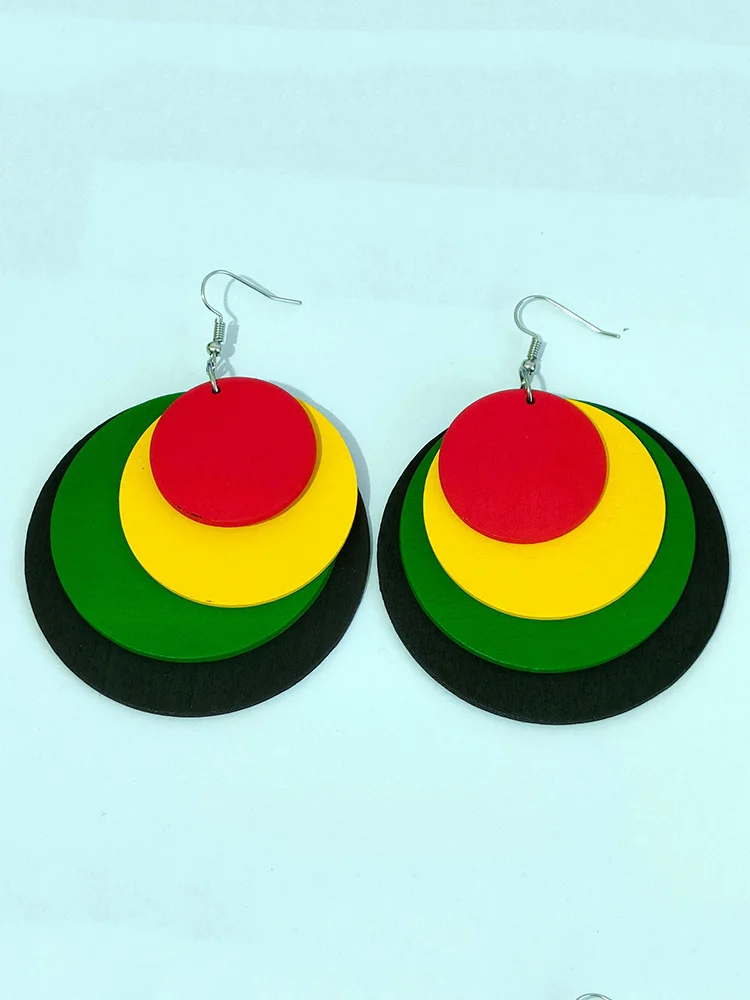 VChics Black Pride Contrast Color Wooden Earrings