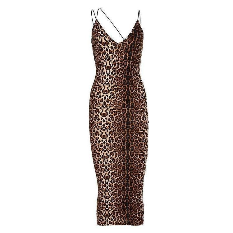 2020 Slip Leopard Print Dress Bodycon Women Sexy Tight Dresses Woman Party Night Maxi Long Vestidos Midi Summer Sundresses