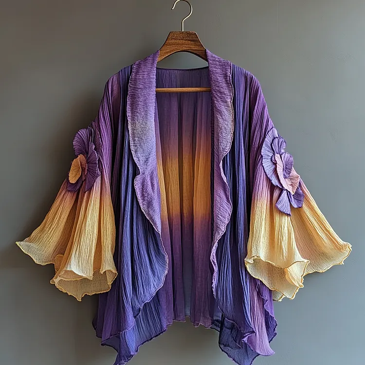 Summer Fun Feather Print Chiffon Cardigan 49e0