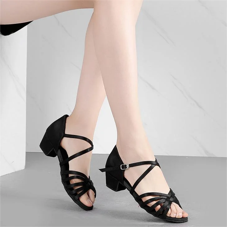 Girls' Soft Soled Low Heeled Latin Tango Cha Cha Dance Shoes amazon Stunahome.com