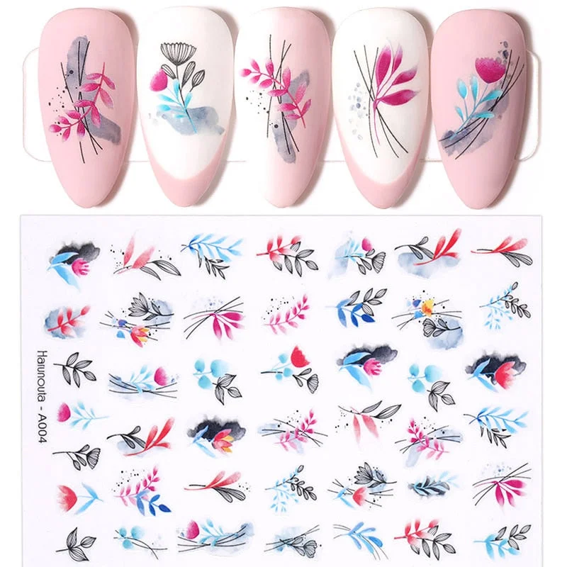 3D Iridescent Black White Design Fire Nail Stickers Sliders Manicures Accessories Decals DIY Nail Art Decorations Decor Tool