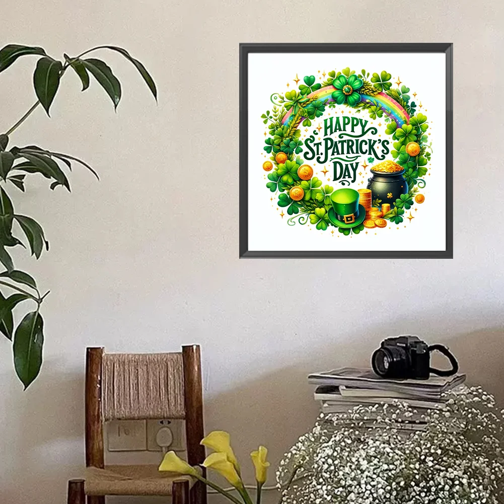 Diamond Painting - Full Square Drill - St. Patrick s Day Wreath(Canvas|45*45cm)