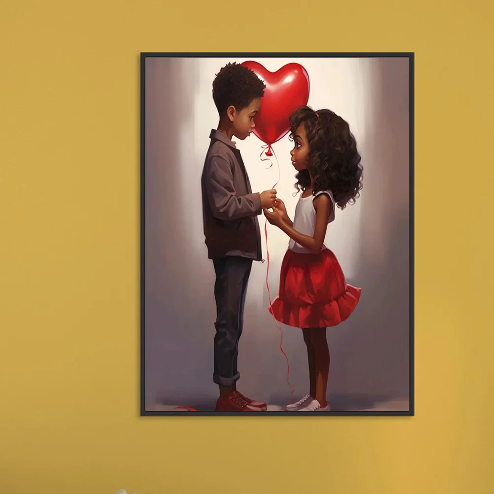 Diamond Painting - Full Round Drill - Kid Sweet Couple(Canvas|30*40cm)