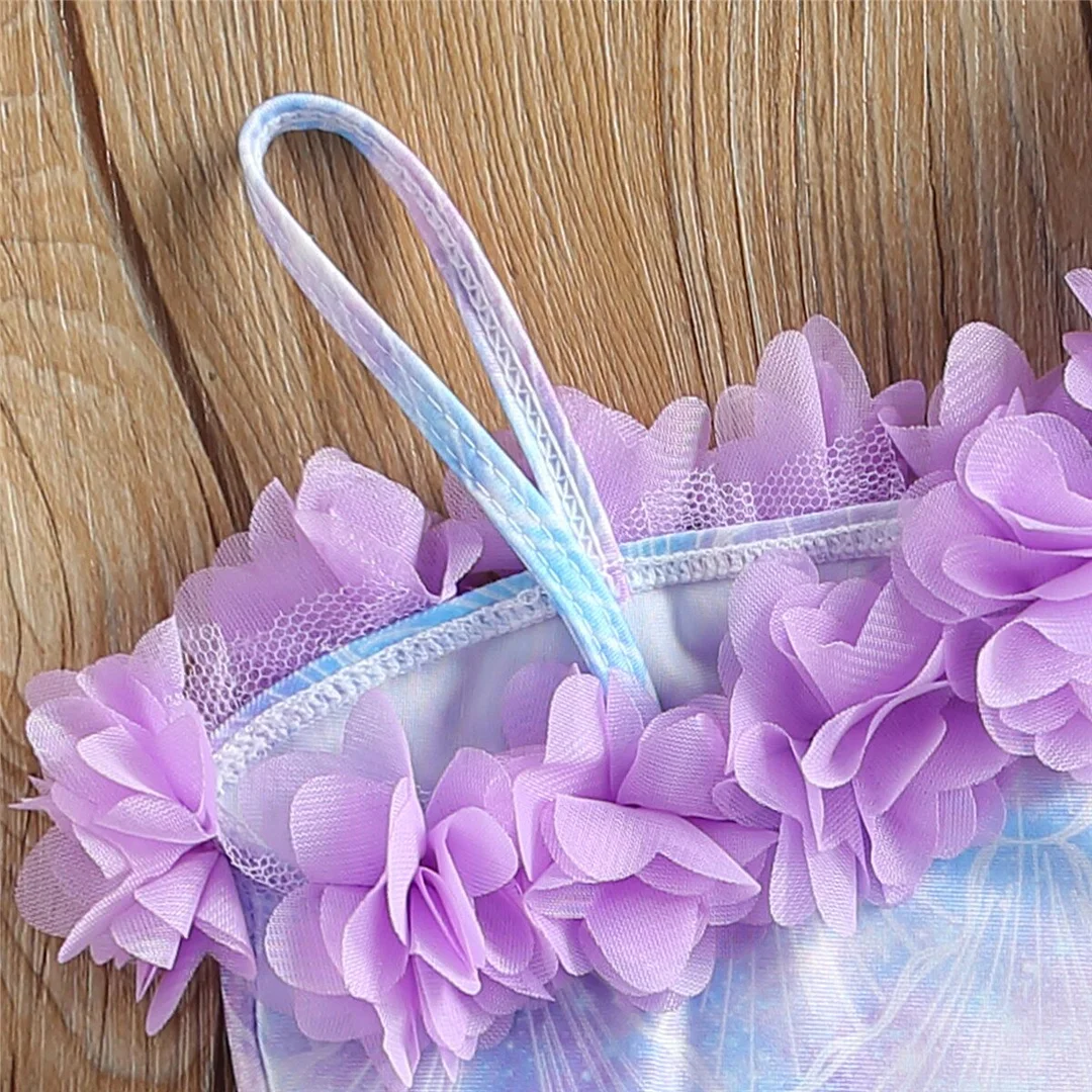 2021 Summer Swimsuit Kids Baby Girls Sleeveless Coloful Shell Print One-piece Swimsuit Stylish Bathing Suit for Children Girls