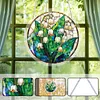 (18.5cm)DIY Acrylic Jigsaw Puzzle Window Hanging with Hanging Chain DIY Stained Glass Decoration Round Window Puzzle Decor for DIY Craft Project (Stained Glass Flower)