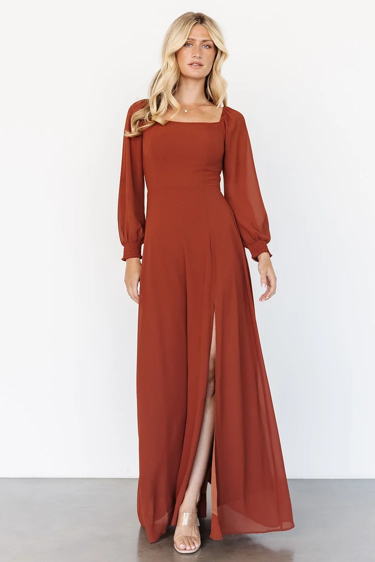 Floral Maxi Dress - Rust