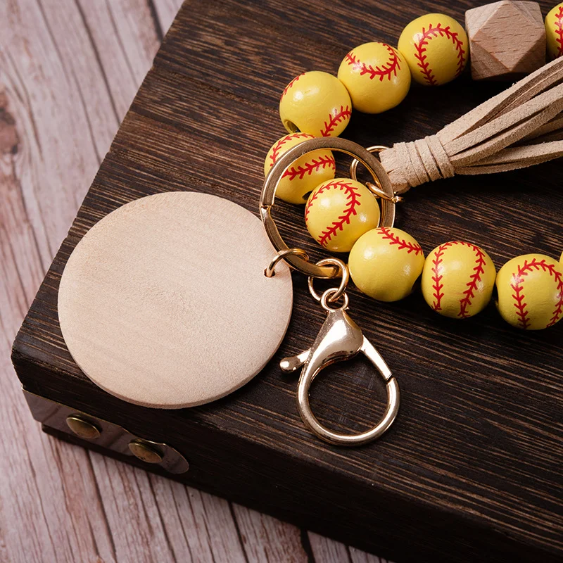 softball sports bracelet wooden beads