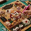 (20x20cm)Xmas Kitchen DIY Pearl Painting Art With Inner Wooden Framed Kit