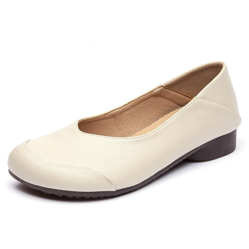 Genuine Leather Shoes Moccasin Shoes Mom Loafers Soft Sole Casual Women Driving Ballet Shoes Comfortable Grandma Shoes