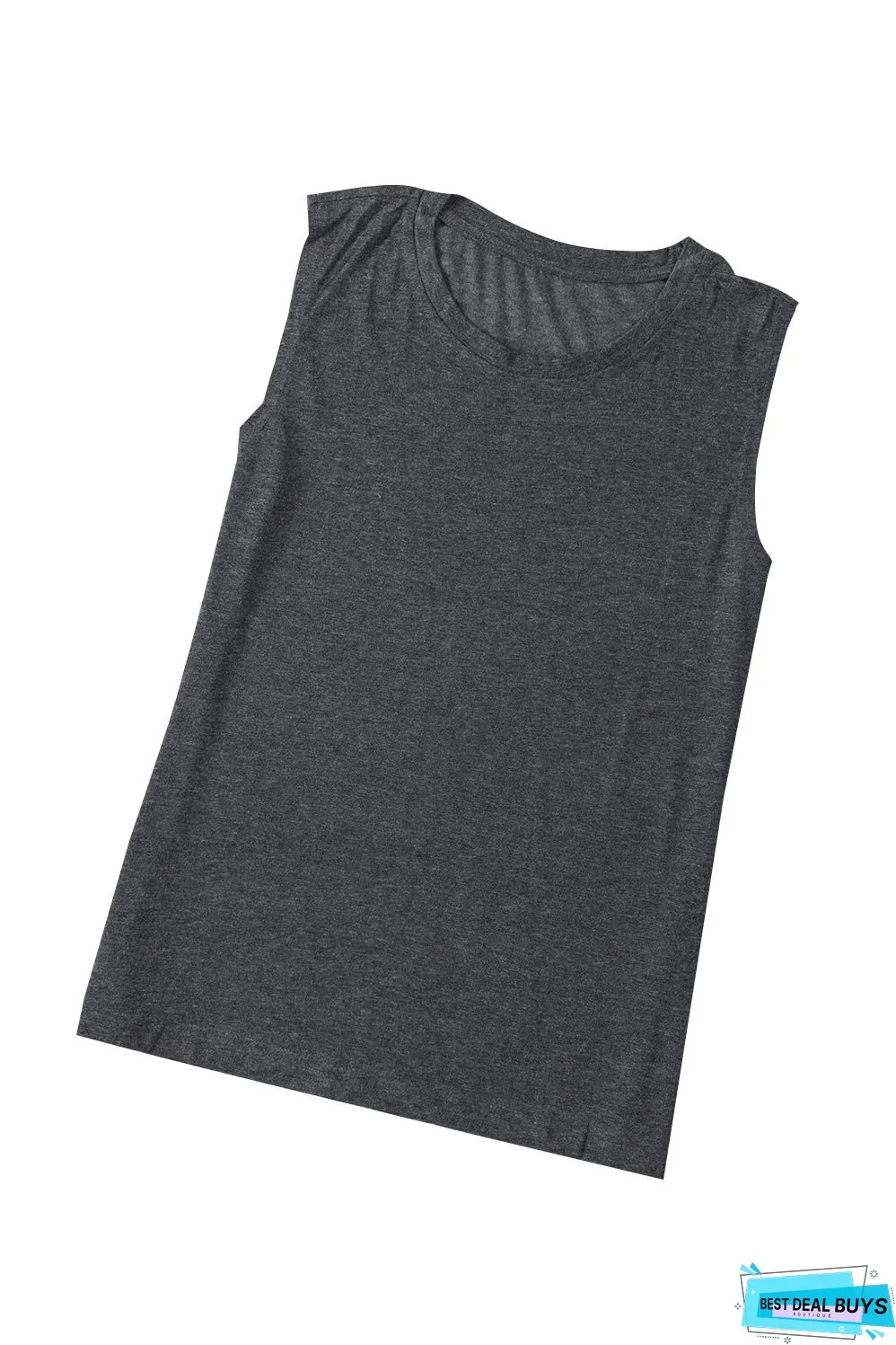 Solid Crew Neck Loose Tank Top