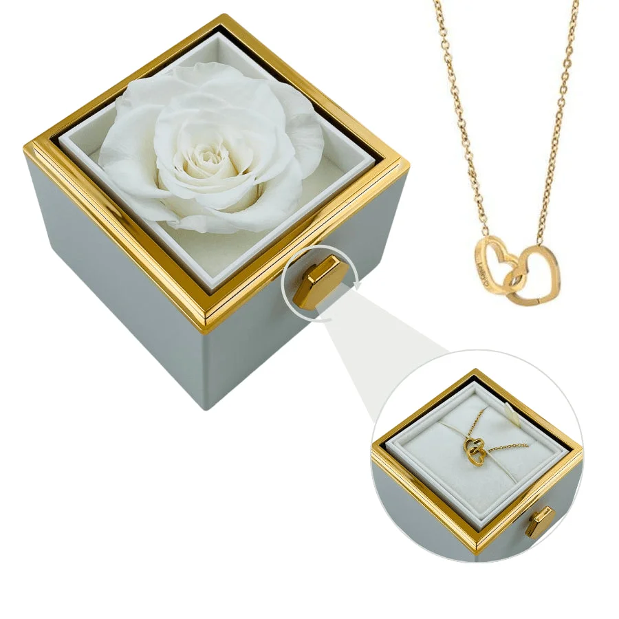 Eternal Rose Box - W/ Engraved Necklace & Real Rose