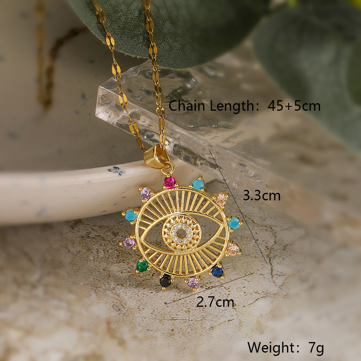 Minimalist Evil Eye Geometric Copper Pendants