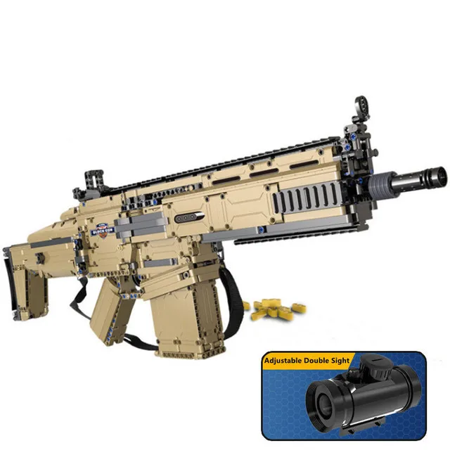 1:1 Large Ratio Rifle 76CM 1406PCS DIY Building Blocks Assembled Electric Ejection Military Function Toys Gun For Child Gifts