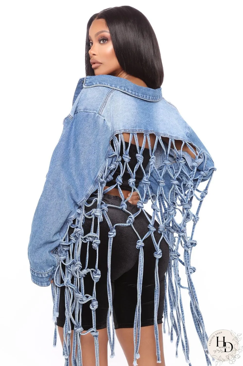 Casual Long Sleeve Denim Jean Top