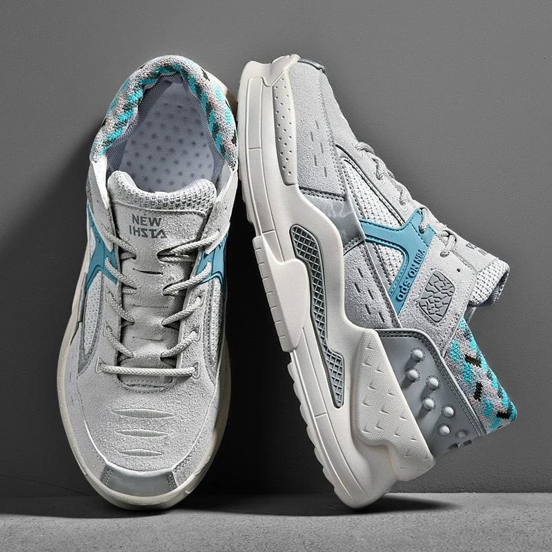 New High Quality Men Sneakers Women Thick Bottom Running Shoes Unisex Leather Sports Shoes Comfortable Waterproof Walking Shoes