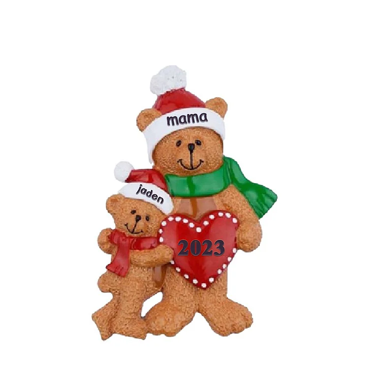 Navidad-A madre soltera-Muñecos Ornamentos Navideños 2 Nombres con Año Personalizados Adorno de Madera