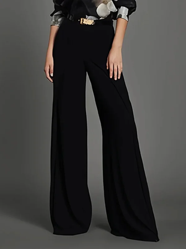 Loose Wide Leg High-Waisted Solid Color Pants Trousers